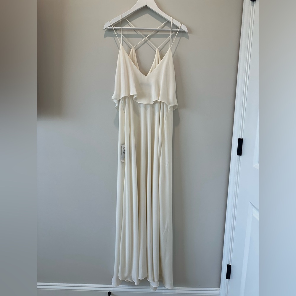 Zara White Criss Cross Spaghetti Strap Maxi Dress Maternity Bridal Shower Bride - Picture 10 of 10